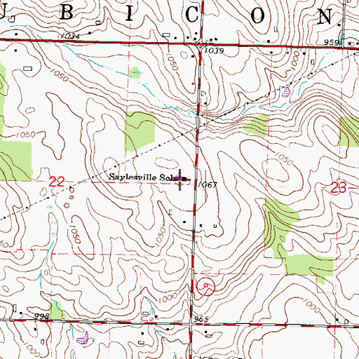 Topographic Map of Saylesville Consolidated School, WI