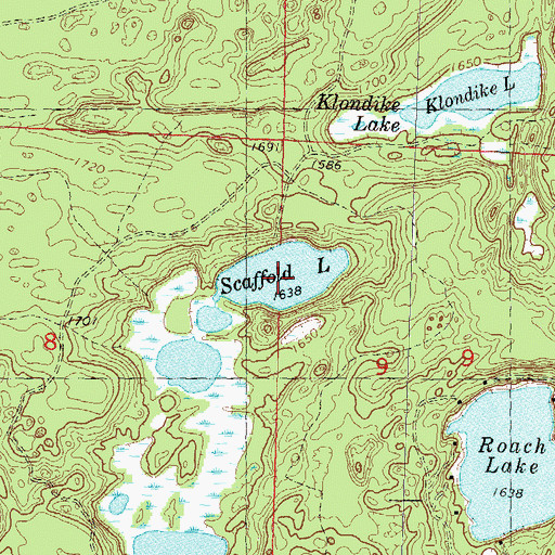 Topographic Map of Scaffold Lake, WI