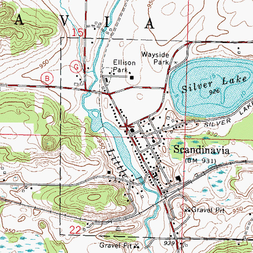 Topographic Map of Scandinavia, WI