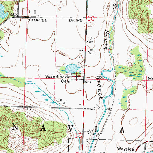 Topographic Map of Scandinavia Cemetery, WI