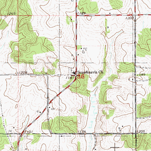 Topographic Map of Scandinavia Church, WI