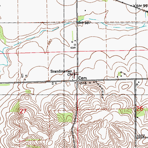 Topographic Map of Scandinavian Church, WI