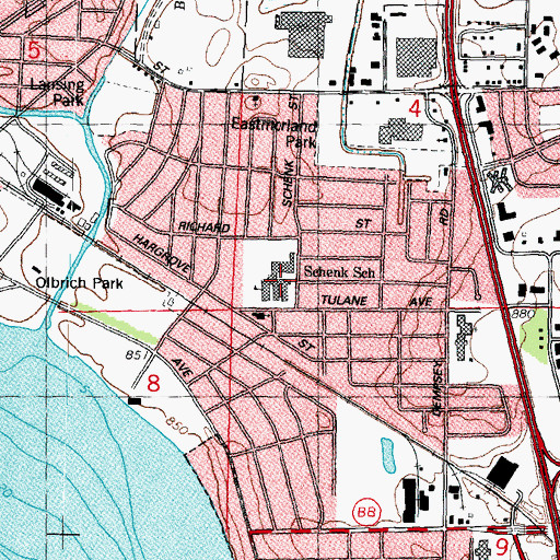 Topographic Map of Schenk Elementary School, WI