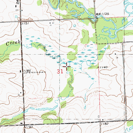 Topographic Map of Scheuer Creek, WI