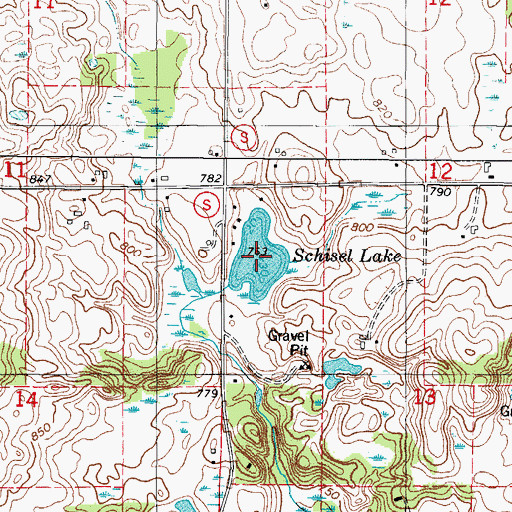 Topographic Map of Schisel Lake, WI