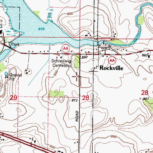 Topographic Map of Schleswig Cemetery, WI