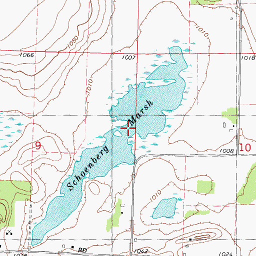 Topographic Map of Schoeneberg Marsh, WI