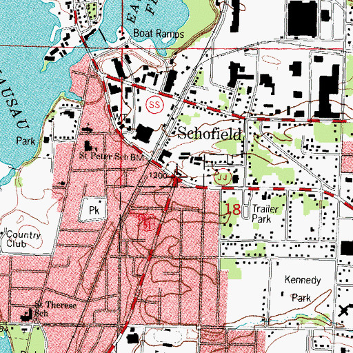 Topographic Map of Schofield, WI