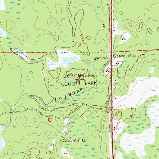 Topographic Map of Schomberg County Park, WI