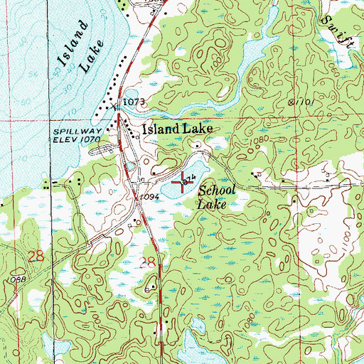Topographic Map of School Lake, WI
