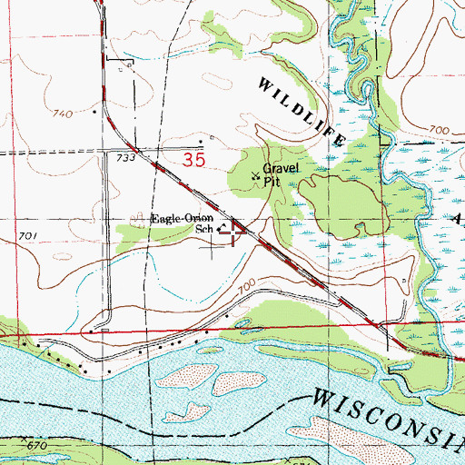 Topographic Map of Eagle-Orion School, WI