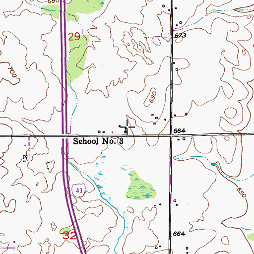 Topographic Map of School Number Three (historical), WI