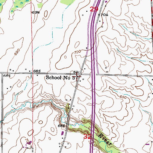 Topographic Map of School Number Five (historical), WI