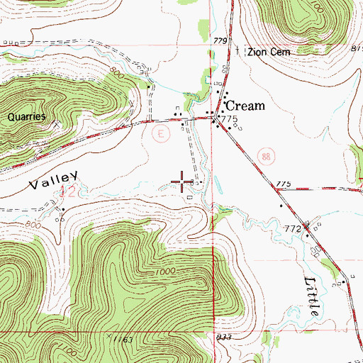 Topographic Map of Schultz Valley, WI
