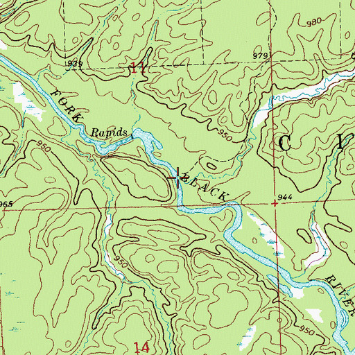Topographic Map of Schumann Creek, WI