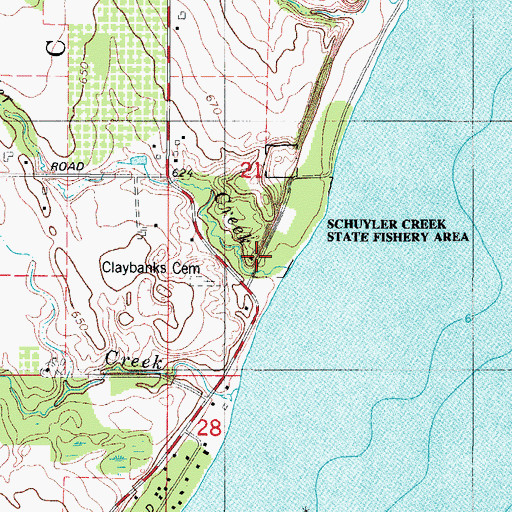 Topographic Map of Schuyler Creek, WI
