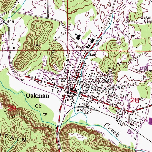 Topographic Map of Oakman Methodist Church, AL