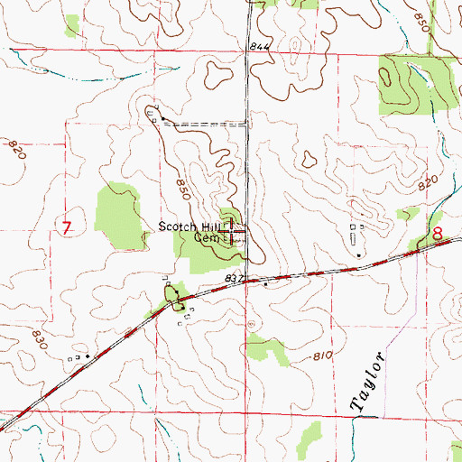 Topographic Map of Scotch Hill Cemetery, WI