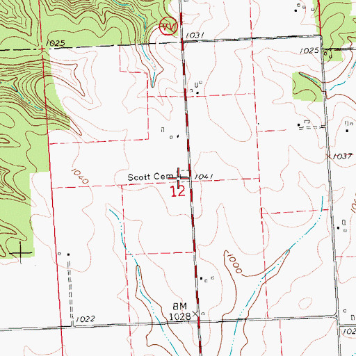 Topographic Map of Scott Cemetery, WI