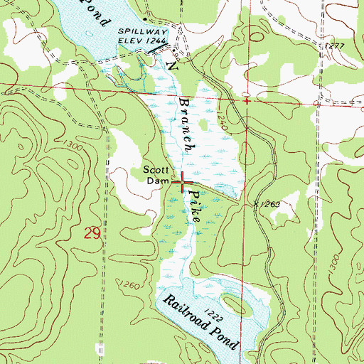 Topographic Map of Scott Dam, WI