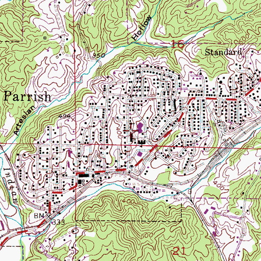 Topographic Map of Parrish Elementary School, AL