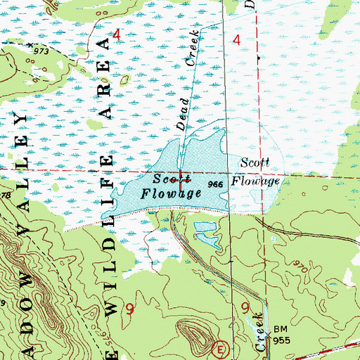Topographic Map of Scott Flowage, WI