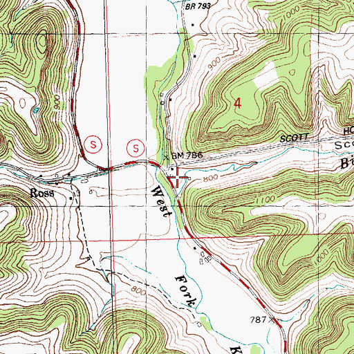 Topographic Map of Scott Hollow, WI