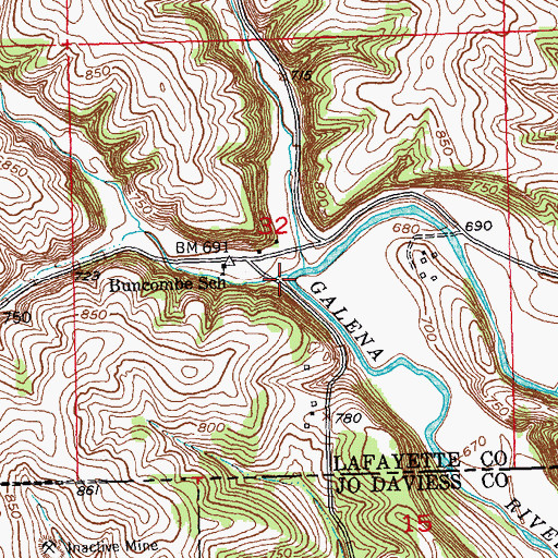 Topographic Map of Scrabble Branch, WI