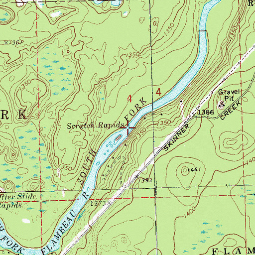 Topographic Map of Scratch Rapids, WI