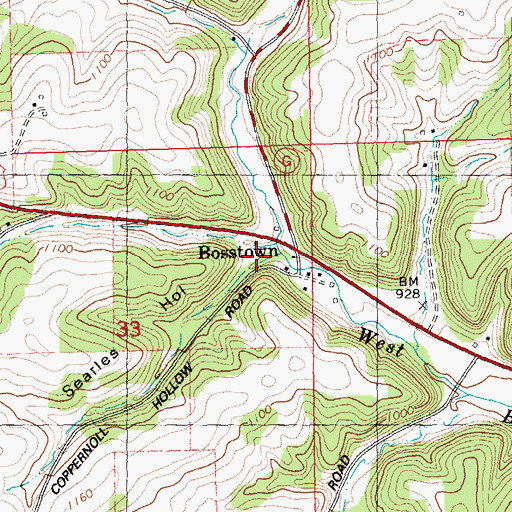 Topographic Map of Searles Hollow, WI