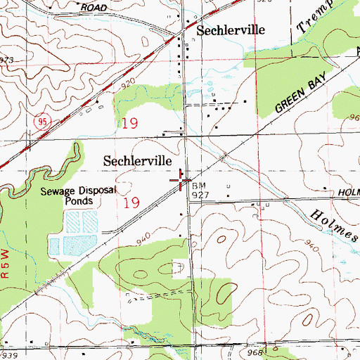 Topographic Map of Sechlerville, WI