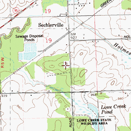 Topographic Map of Sechlerville Cemetery, WI