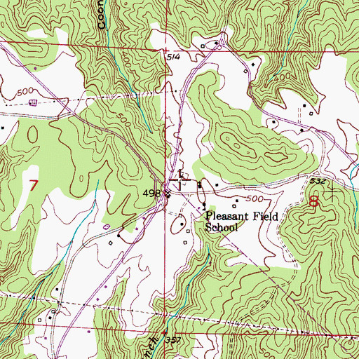 Topographic Map of Pleasant Field Cemetery, AL