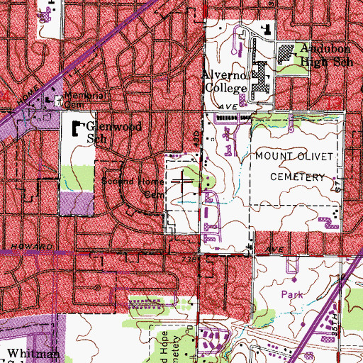 Topographic Map of Second Home Cemetery, WI