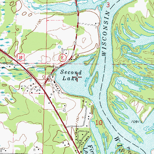 Topographic Map of Second Lake, WI