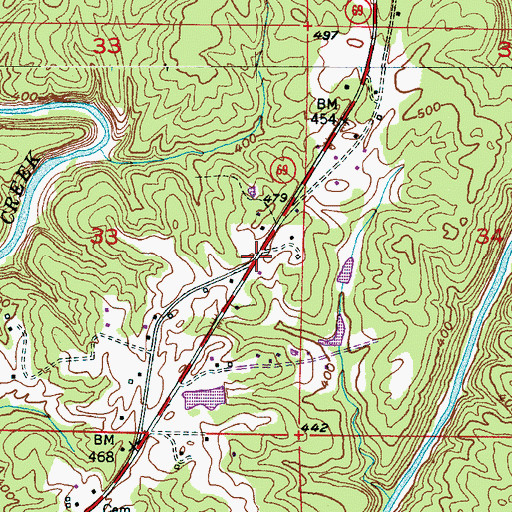 Topographic Map of Red Rock, AL