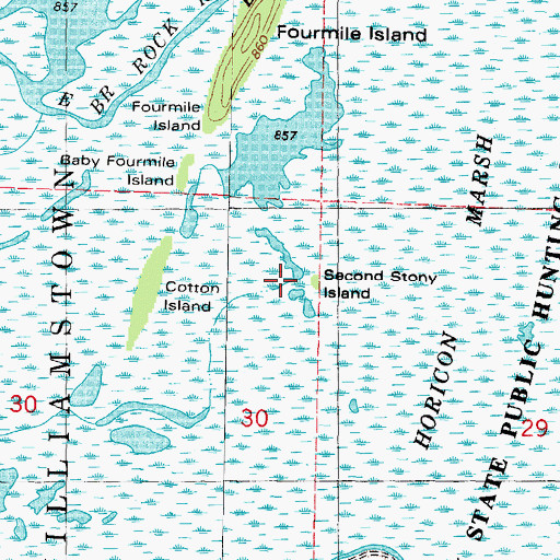 Topographic Map of Second Stony Island, WI
