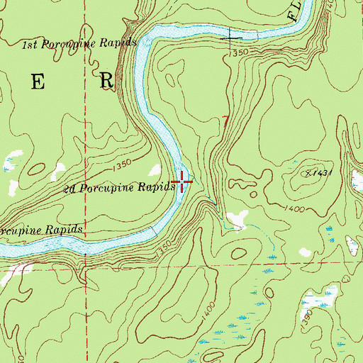 Topographic Map of Second Porcupine Rapids, WI