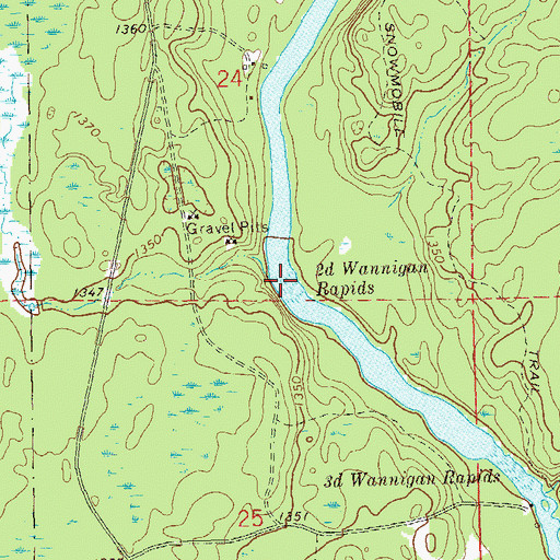 Topographic Map of Second Wannigan Rapids, WI
