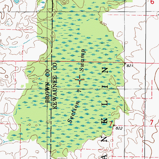 Topographic Map of Section Seven Swamp, WI