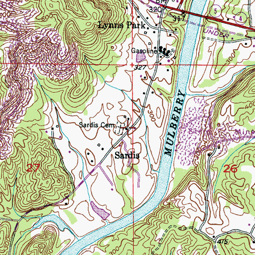 Topographic Map of Riverside Church, AL