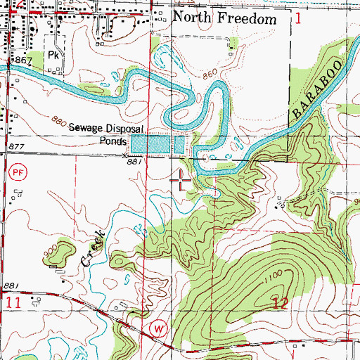 Topographic Map of Seeley Creek, WI