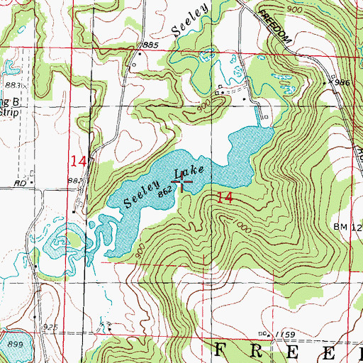 Topographic Map of Seeley Lake, WI