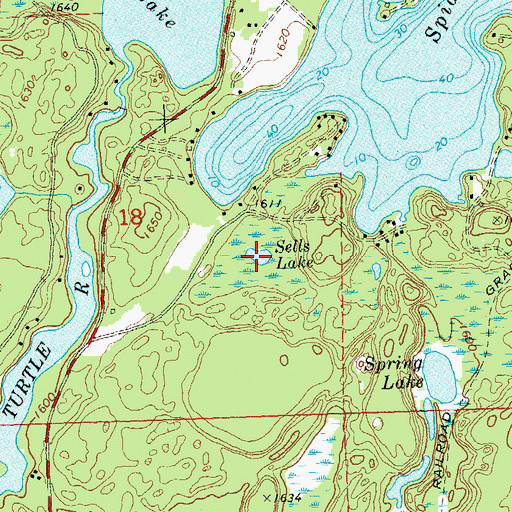 Topographic Map of Sells Lake, WI