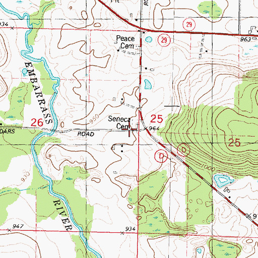 Topographic Map of Seneca Cemetery, WI