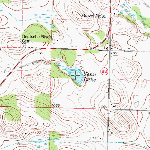 Topographic Map of Senn Lake, WI