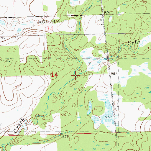 Topographic Map of Seth Creek, WI