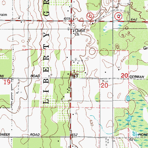 Topographic Map of Settlement School, WI
