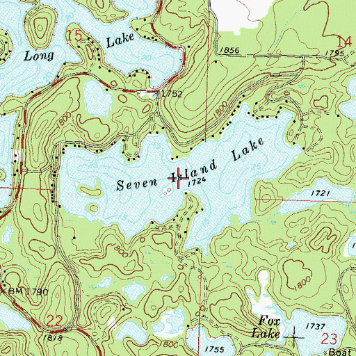 Topographic Map of Seven Island Lake, WI