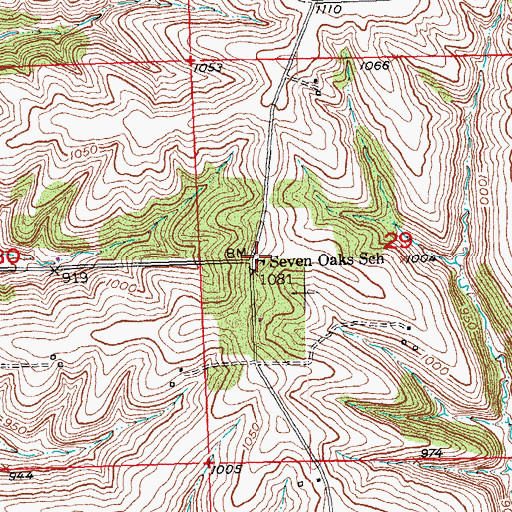 Topographic Map of Seven Oaks School, WI